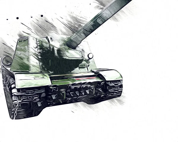 Vintage Tank Isolated Drawing Sketch Art Illustration — Stock Photo, Image