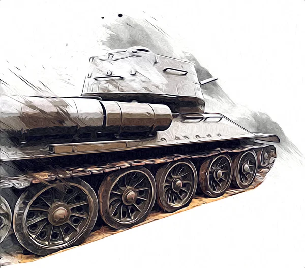 Vintage Tank Isolated Drawing Sketch Art Illustration — Stock Photo, Image