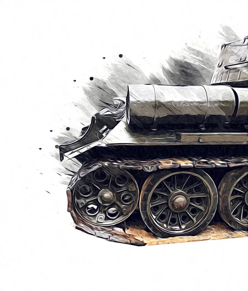 Vintage Tank Isolated Drawing Sketch Art Illustration — Stock Photo, Image