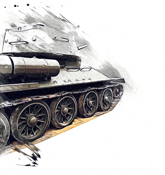 Vintage Tank Isolated Drawing Sketch Art Illustration — Stock Photo, Image