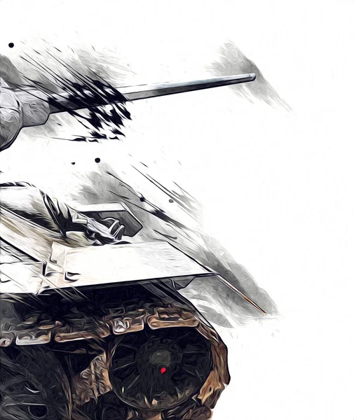 Vintage Tank Geïsoleerde Tekening Schets Kunst Illustratie — Stockfoto