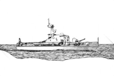 Askeri gemi, Atlantik Denizi 'nin engebeli çizimlerinden geçiyor.