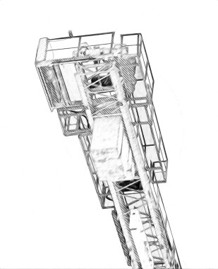 Şantiye iskelesi, klasik resim çizimi olan bir inşaat alanı.