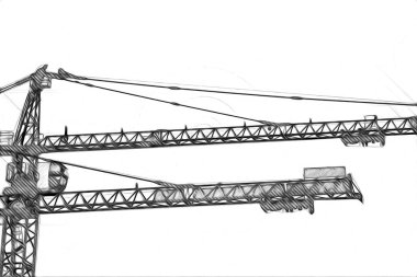 Şantiye iskelesi, klasik resim çizimi olan bir inşaat alanı.