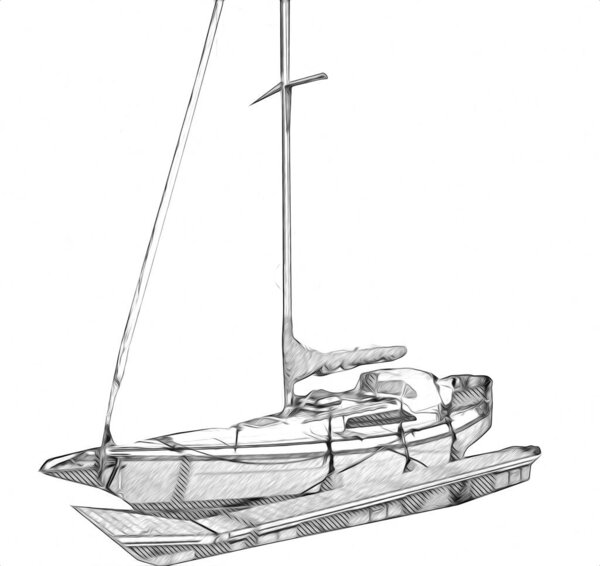 Sailing boats stowed at marina art illustration vintage retro