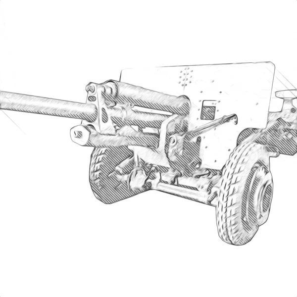 Campo Battaglia Cannone Arte Militare Illustrazione Disegno Schizzo — Foto Stock