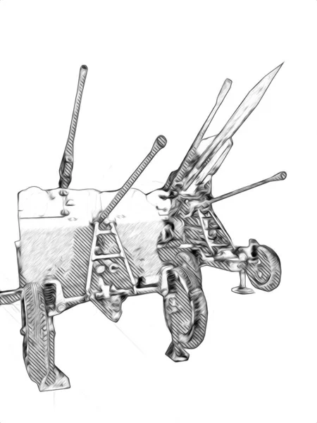 전장에 대포의 스케치 — 스톡 사진