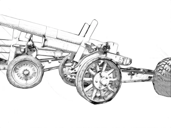 Battlefield Cannon Military Art Illustration Drawing Sketch — Stock Photo, Image