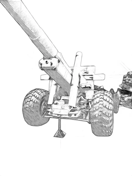Slagveld Kanon Militaire Kunst Illustratie Tekening Schets — Stockfoto