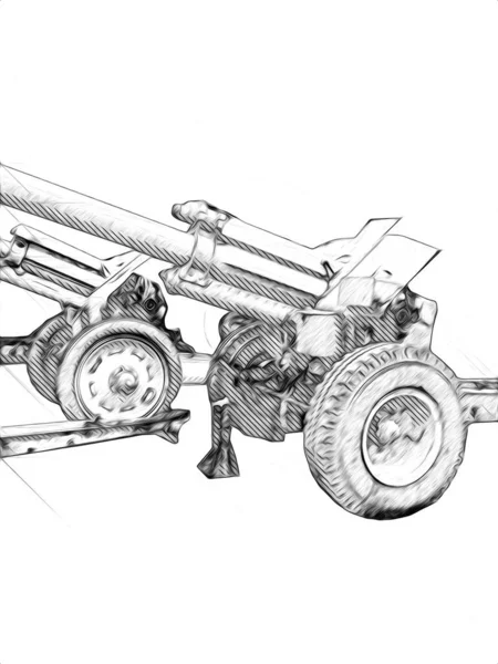 전장에 대포의 스케치 — 스톡 사진