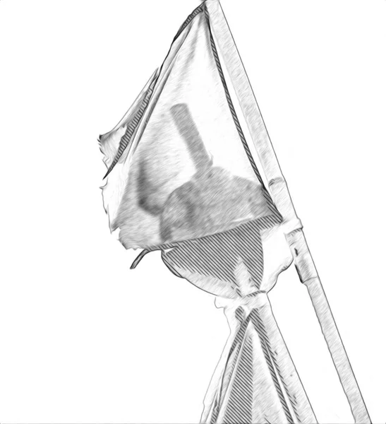 Barevné Námořní Plachtění Vlajky Vlající Větru Umění Ilustrace Vintage Kresba — Stock fotografie
