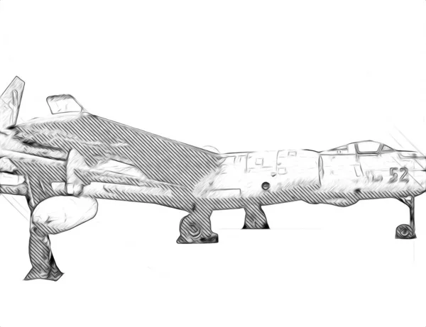 American Jet Avión Combate Dibujo Ilustración Arte Vintage —  Fotos de Stock