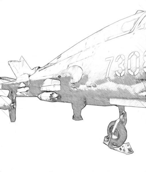 American jet fighter aircraft drawing illustration art vintage