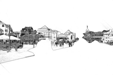 Sopot sanat çiziminde kare ve gezinti mimari dönüm noktası