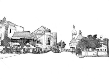 Sopot sanat çiziminde kare ve gezinti mimari dönüm noktası