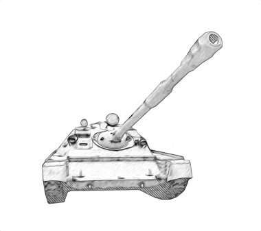 Vintage tank izole çizim sanat illüstrasyonu
