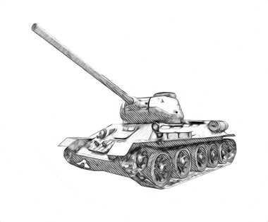Vintage tank izole çizim sanat illüstrasyonu