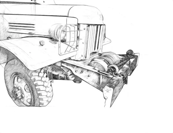 Vehículo Blindado Técnica Militar Camión Arte Ilustración Aislado Boceto — Foto de Stock