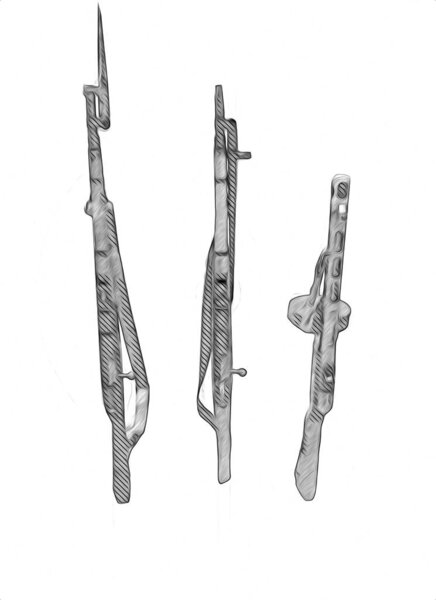 Revolver, hand drawn vintage gun illustration. Engraving style old pistols set