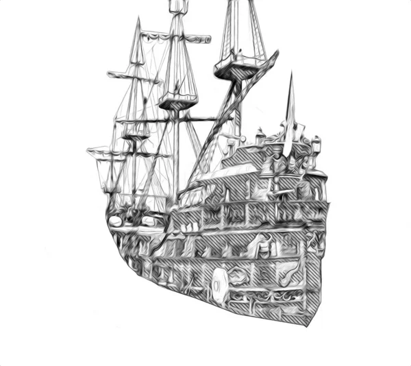 Пиратский Корабль Плывущий Морю — стоковое фото