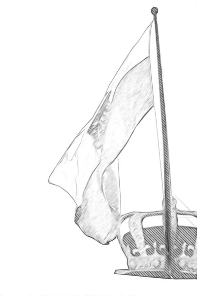 Польша Размахивает Флагом Изолированном Фоновом Рисунке — стоковое фото