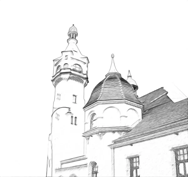 Náměstí Promenáda Architektura Orientační Bod Sopot Výtvarné Ilustrace Výkres — Stock fotografie