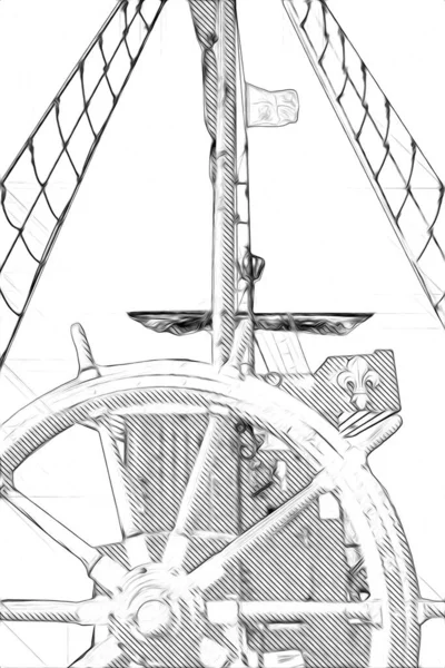 Symbol Dobrodružství Plavba Cestovní Ruch Venkovní Ručně Kreslený Retro Obrázek — Stock fotografie