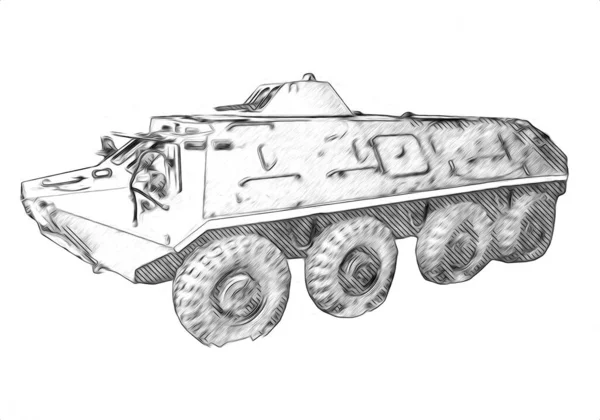 Vintage Tank Isolated Drawing Sketch Art Illustration — Stock Photo, Image