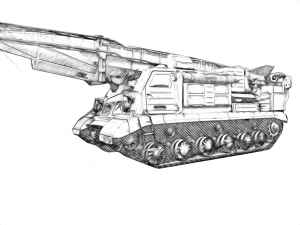 Vintage Tank Geïsoleerde Tekening Schets Kunst Illustratie — Stockfoto