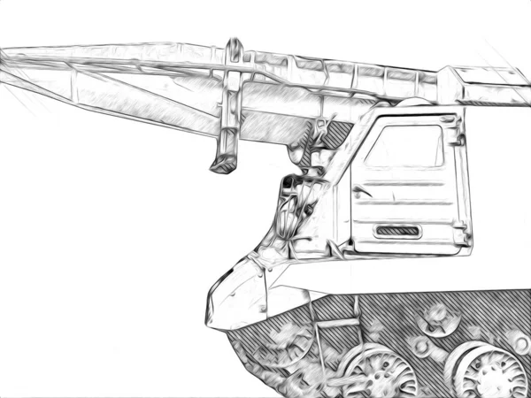 Vintage Tank Geïsoleerde Tekening Schets Kunst Illustratie — Stockfoto