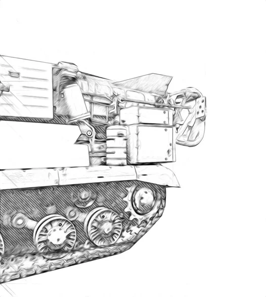Vintage Tanken Isolerad Teckning Skiss Konst Illustration — Stockfoto