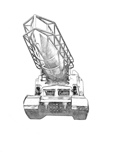 탱크를 스케치 삽화를 빈티지 — 스톡 사진