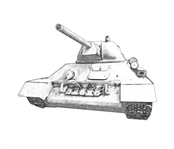 Vintage Tank Isolated Drawing Sketch Art Illustration — Stock Photo, Image