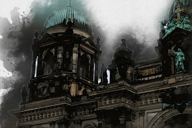 Berlin sanat eskizi çizimi eğlenceli tasarım antika retro