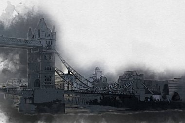 Londra 'nın büyük Ben sanat eseri çizimi, çizim, eğlenceli tasarım, antika retro