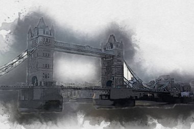 Londra 'nın büyük Ben sanat eseri çizimi, çizim, eğlenceli tasarım, antika retro