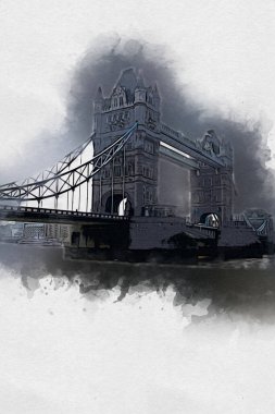 Londra 'nın büyük Ben sanat eseri çizimi, çizim, eğlenceli tasarım, antika retro