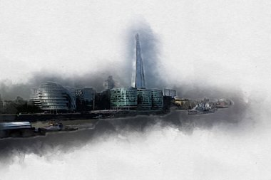 Londra 'nın büyük Ben sanat eseri çizimi, çizim, eğlenceli tasarım, antika retro