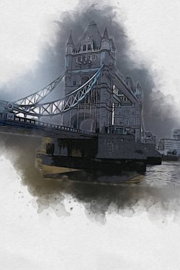 Londra 'nın büyük Ben sanat eseri çizimi, çizim, eğlenceli tasarım, antika retro