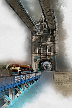 Londra 'nın büyük Ben sanat eseri çizimi, çizim, eğlenceli tasarım, antika retro