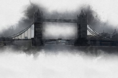Londra 'nın büyük Ben sanat eseri çizimi, çizim, eğlenceli tasarım, antika retro