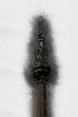 Londra 'nın büyük Ben sanat eseri çizimi, çizim, eğlenceli tasarım, antika retro