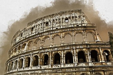Roma İtalya sanatı eskiz çizimi eğlenceli tasarım antika retro