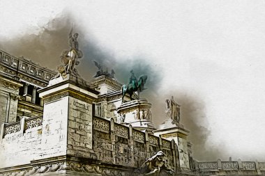 Roma İtalya sanatı eskiz çizimi eğlenceli tasarım antika retro