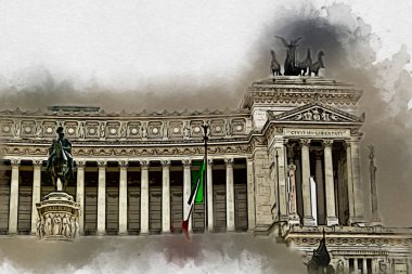 Roma İtalya sanatı eskiz çizimi eğlenceli tasarım antika retro