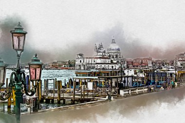 Venedik sanat eskizi çizimi eğlenceli tasarım antika retro