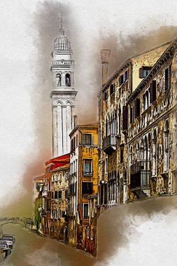 Venedik sanat eskizi çizimi eğlenceli tasarım antika retro