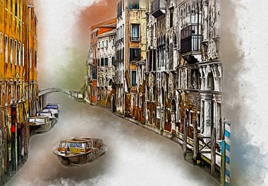 Venedik sanat eskizi çizimi eğlenceli tasarım antika retro