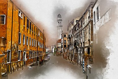 Venedik sanat eskizi çizimi eğlenceli tasarım antika retro