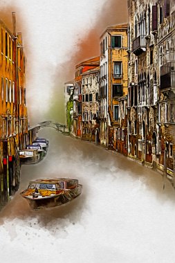 Venedik sanat eskizi çizimi eğlenceli tasarım antika retro